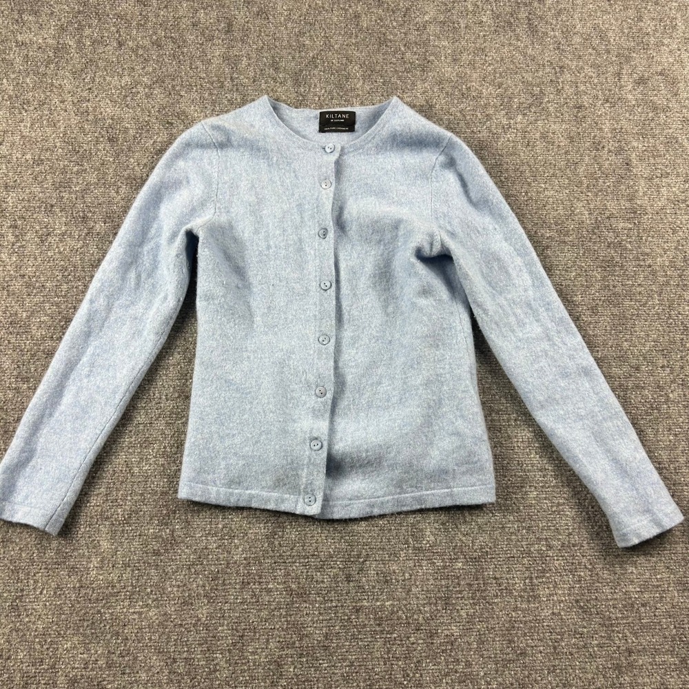Kiltane Cardigan Womens S Blue 100% Pure Cashmere Knit Button Front Scotland